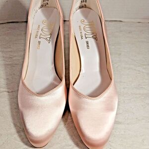 Joy Pink Suede Heeled Shoes Made in USA SZ 7N Man Made Material Dress Sandals